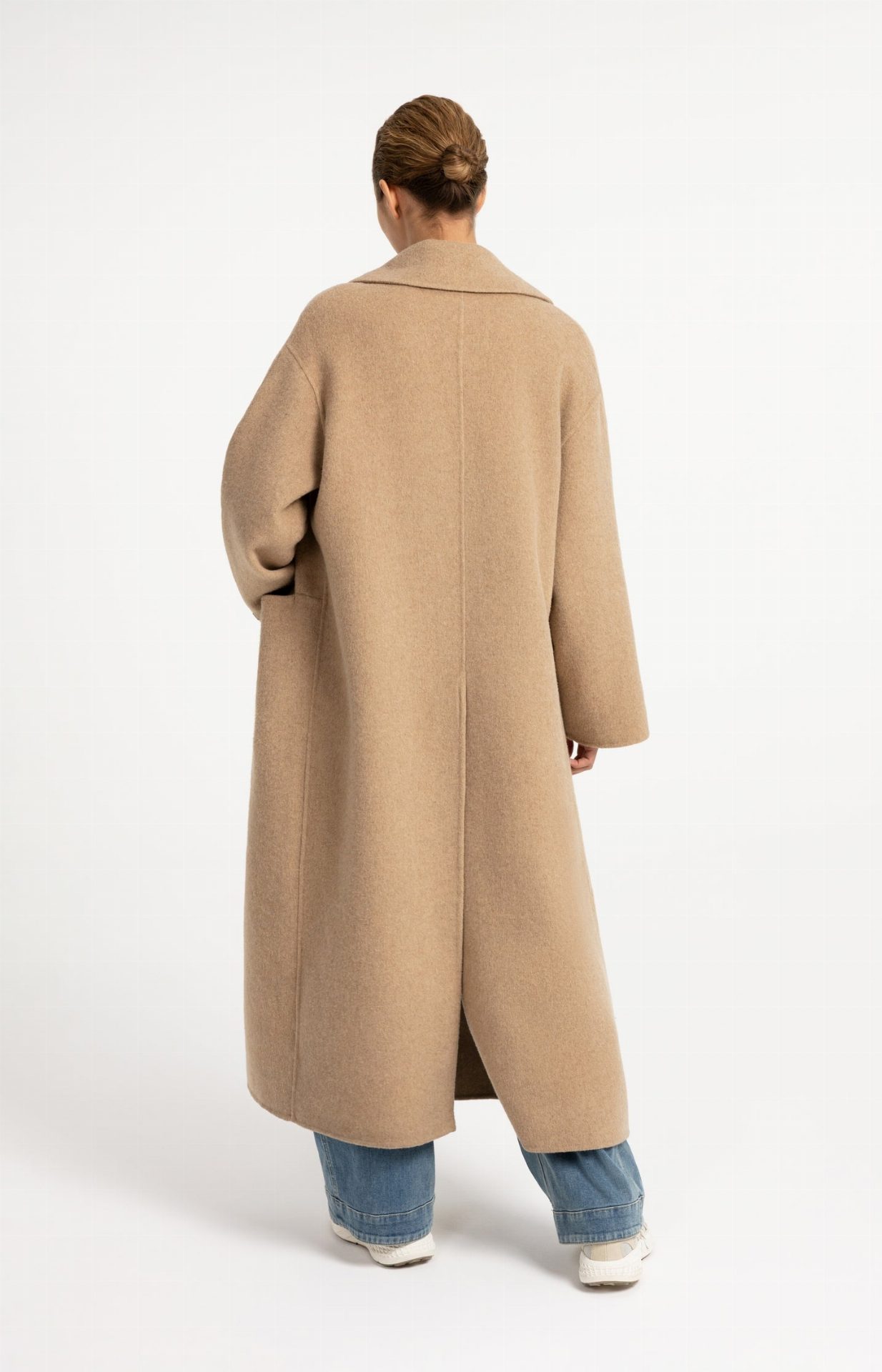 Manteau extra-long en laine mélangée et à la coupe oversize - YAYA - Cornstalk Brown Melange (8)