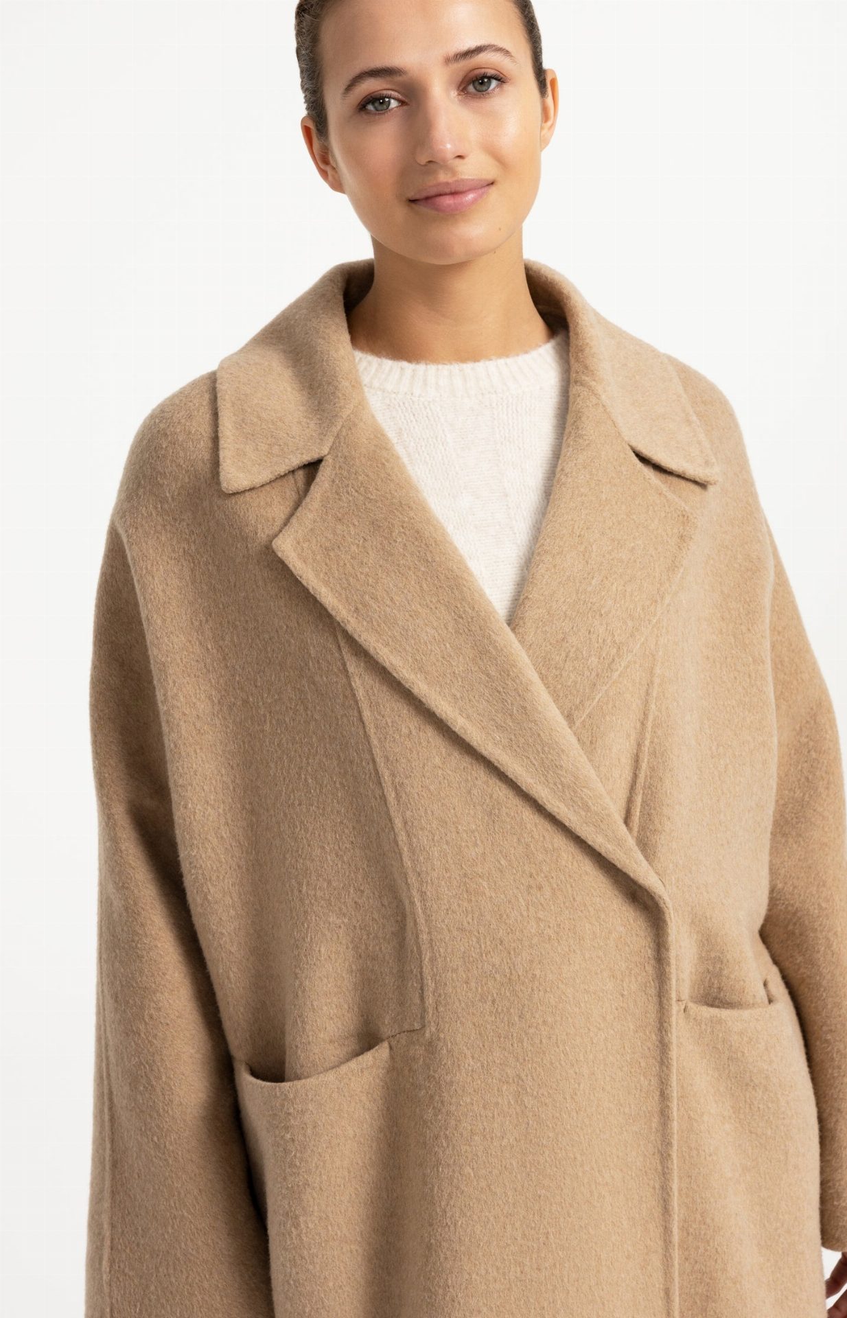 Manteau extra-long en laine mélangée et à la coupe oversize - YAYA - Cornstalk Brown Melange (9)