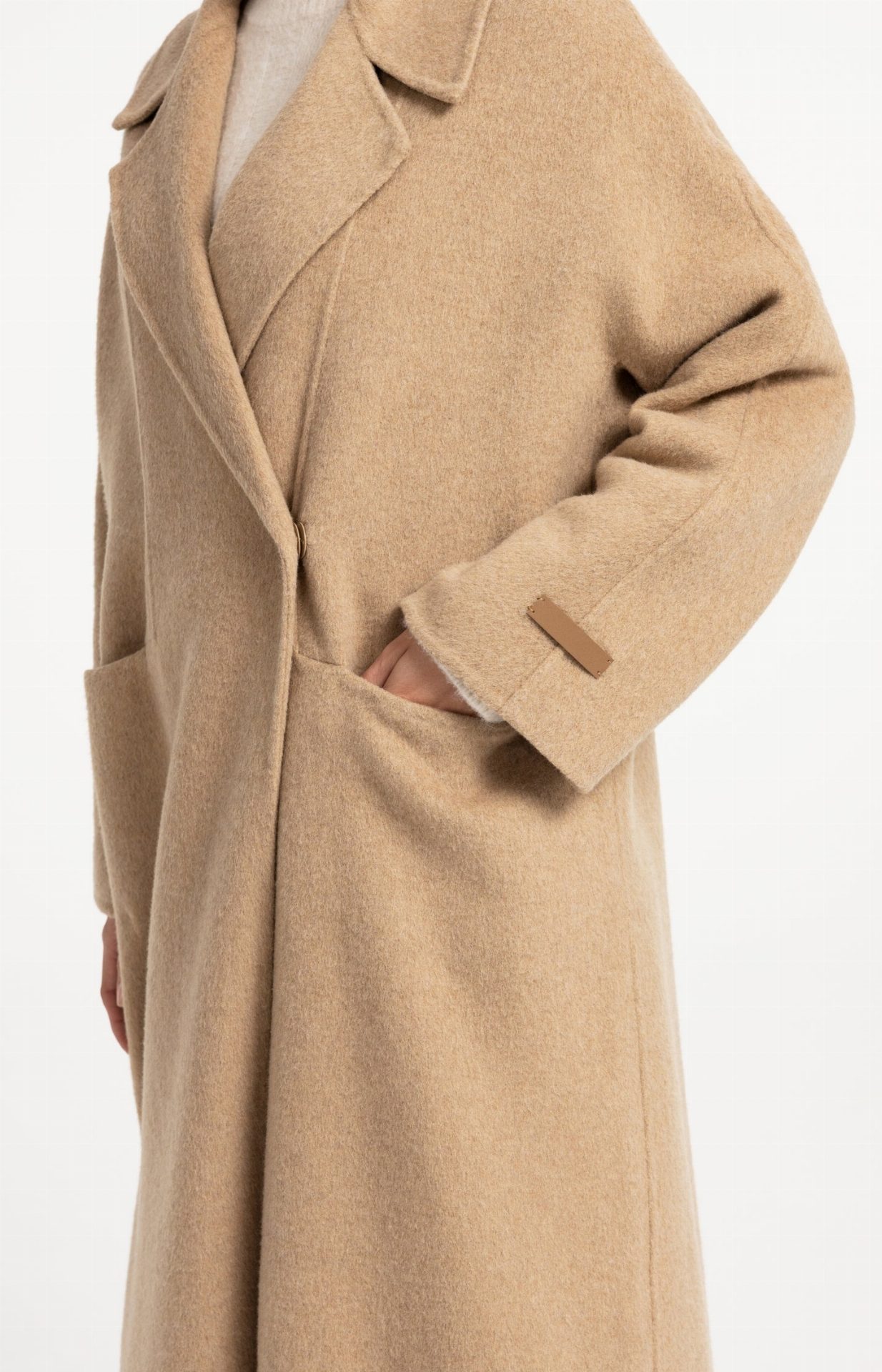 Manteau extra-long en laine mélangée et à la coupe oversize - YAYA - Cornstalk Brown Melange (10)