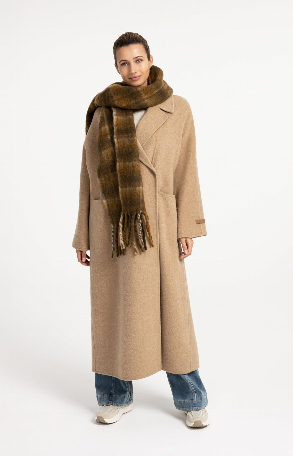 Manteau extra-long en laine mélangée et à la coupe oversize - YAYA - Cornstalk Brown Melange (12)