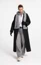 Manteau extra-long en laine mélangée et à la coupe oversize - YAYA - Hole Black Melange (11)