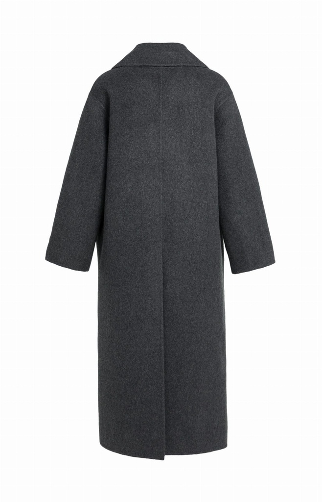 Manteau extra-long en laine mélangée et à la coupe oversize - YAYA - Hole Black Melange (13)