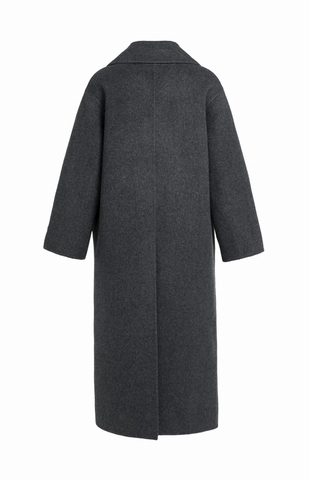 Manteau extra-long en laine mélangée et à la coupe oversize - YAYA - Hole Black Melange (13)