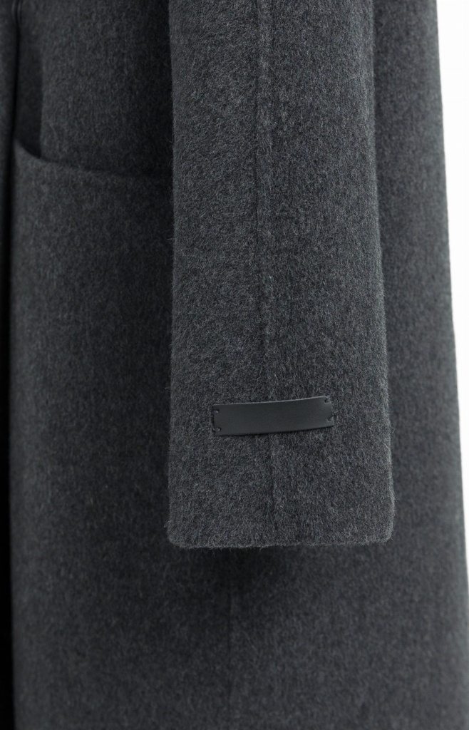 Manteau extra-long en laine mélangée et à la coupe oversize - YAYA - Hole Black Melange (15)