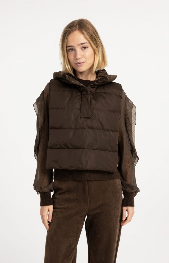Doudoune sans manches avec capuche - YAYA - Slate Black Brown