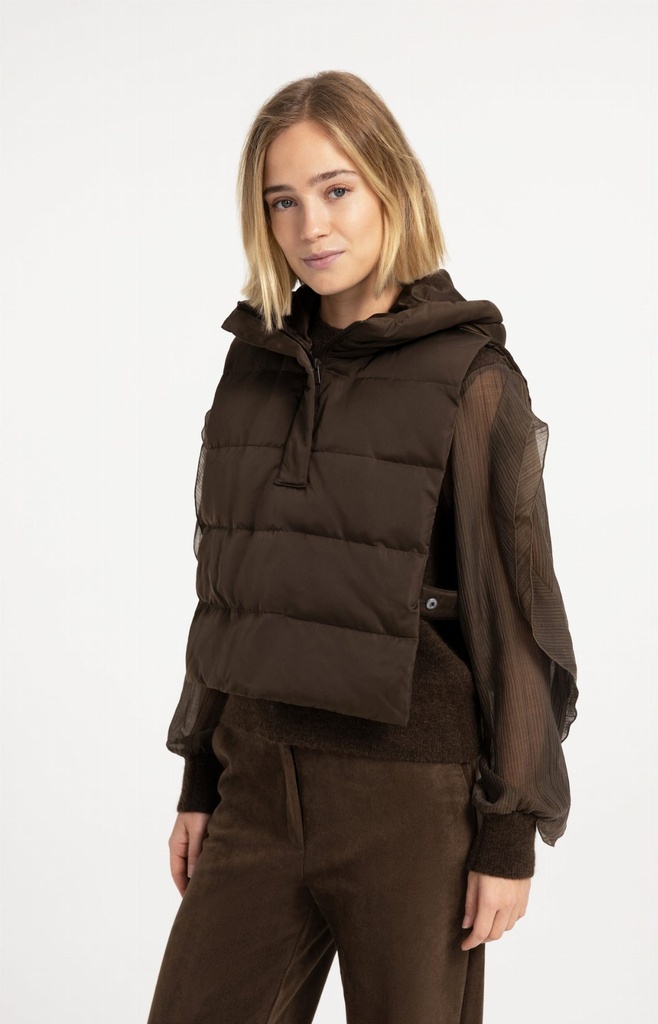 Doudoune sans manches avec capuche - YAYA - Slate Black Brown (3)
