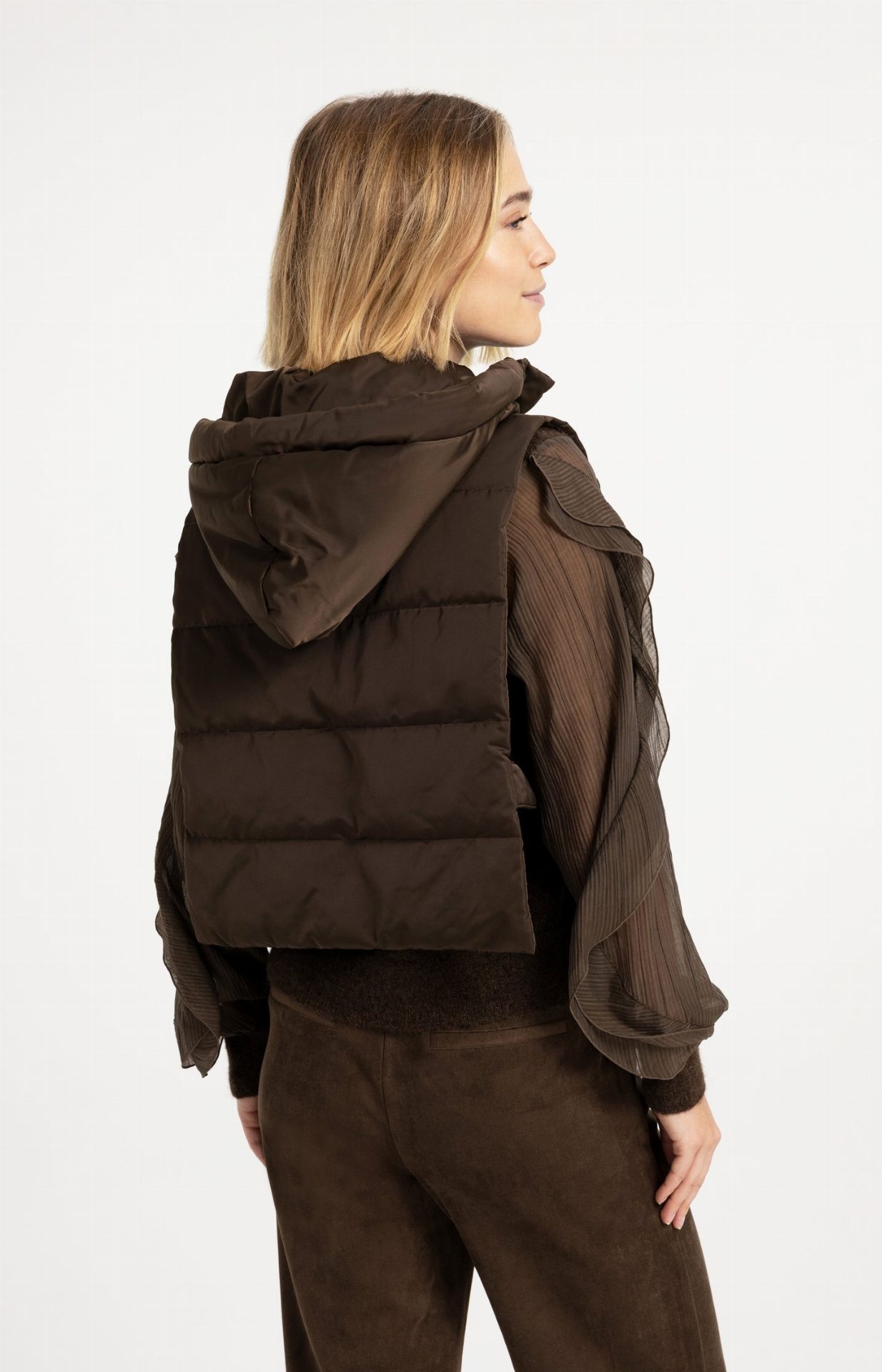 Doudoune sans manches avec capuche - YAYA - Slate Black Brown (4)