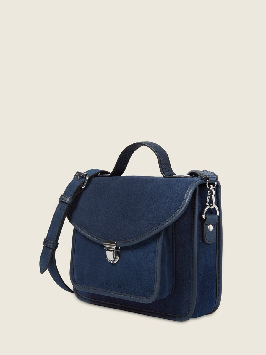 Sac à main en cuir de vachette suédé Bleu Nuit Velours - Mademoiselle George (3)