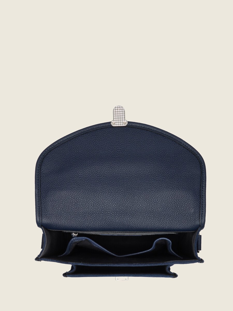 Sac à main en cuir de vachette suédé Bleu Nuit Velours - Mademoiselle George (4)