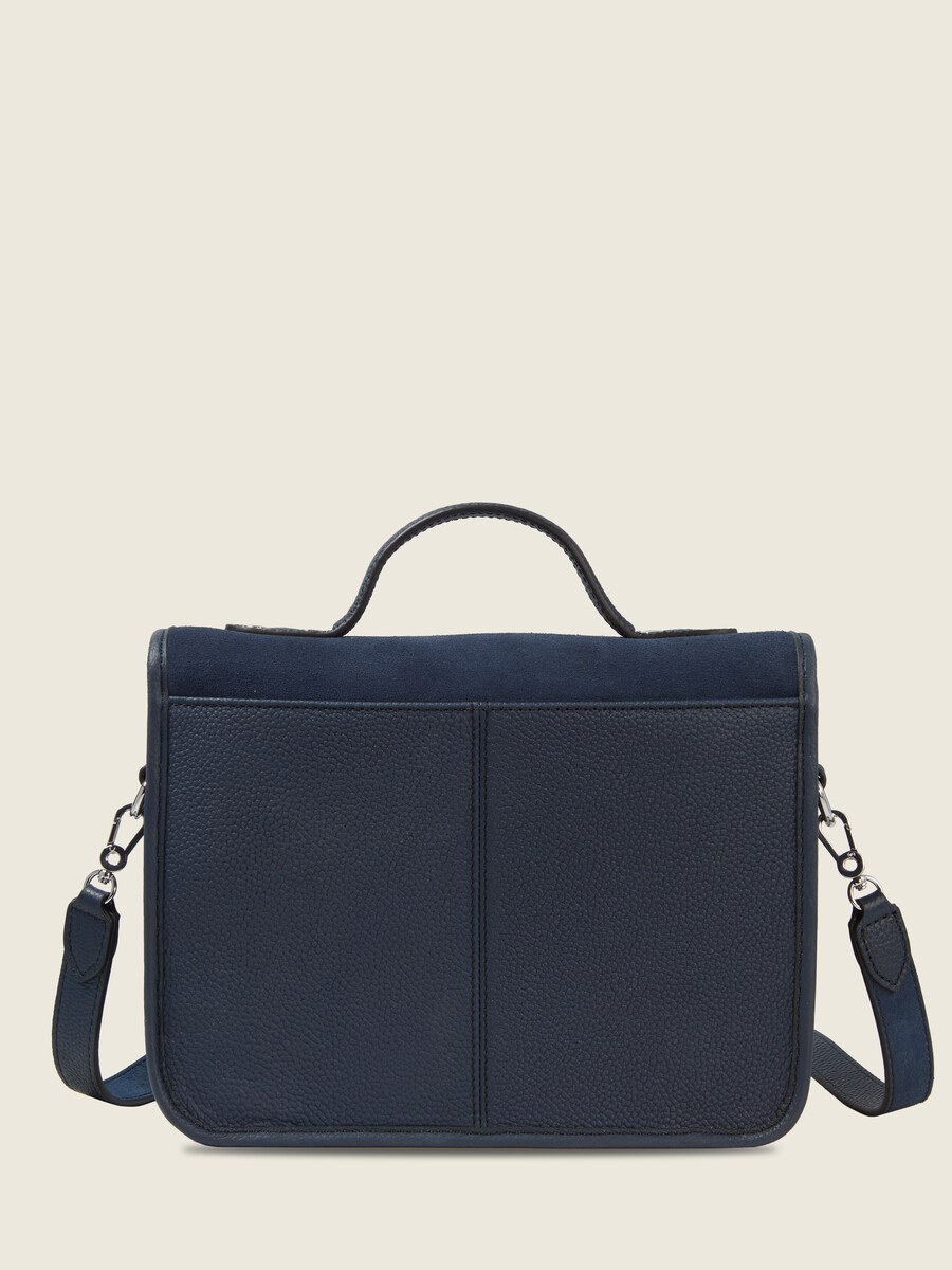 Sac à main en cuir de vachette suédé Bleu Nuit Velours - Mademoiselle George (5)