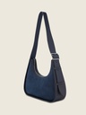 Sac baguette en cuir de vachette suédé Bleu Nuit - Victoire (3)