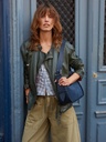 Sac baguette en cuir de vachette suédé Bleu Nuit - Victoire (6)