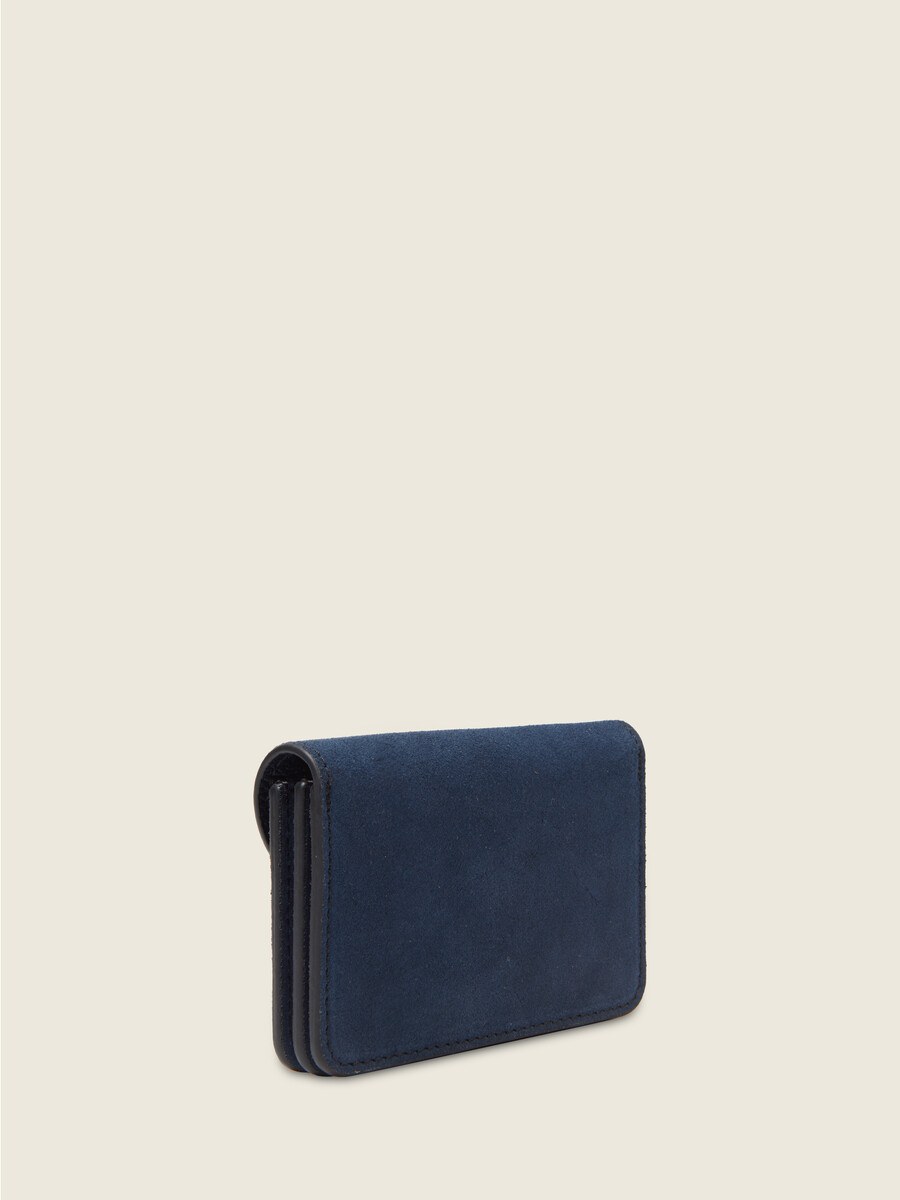 Porte-monnaie en cuir de vachette suédé Bleu Nuit Velours - Basile (4)