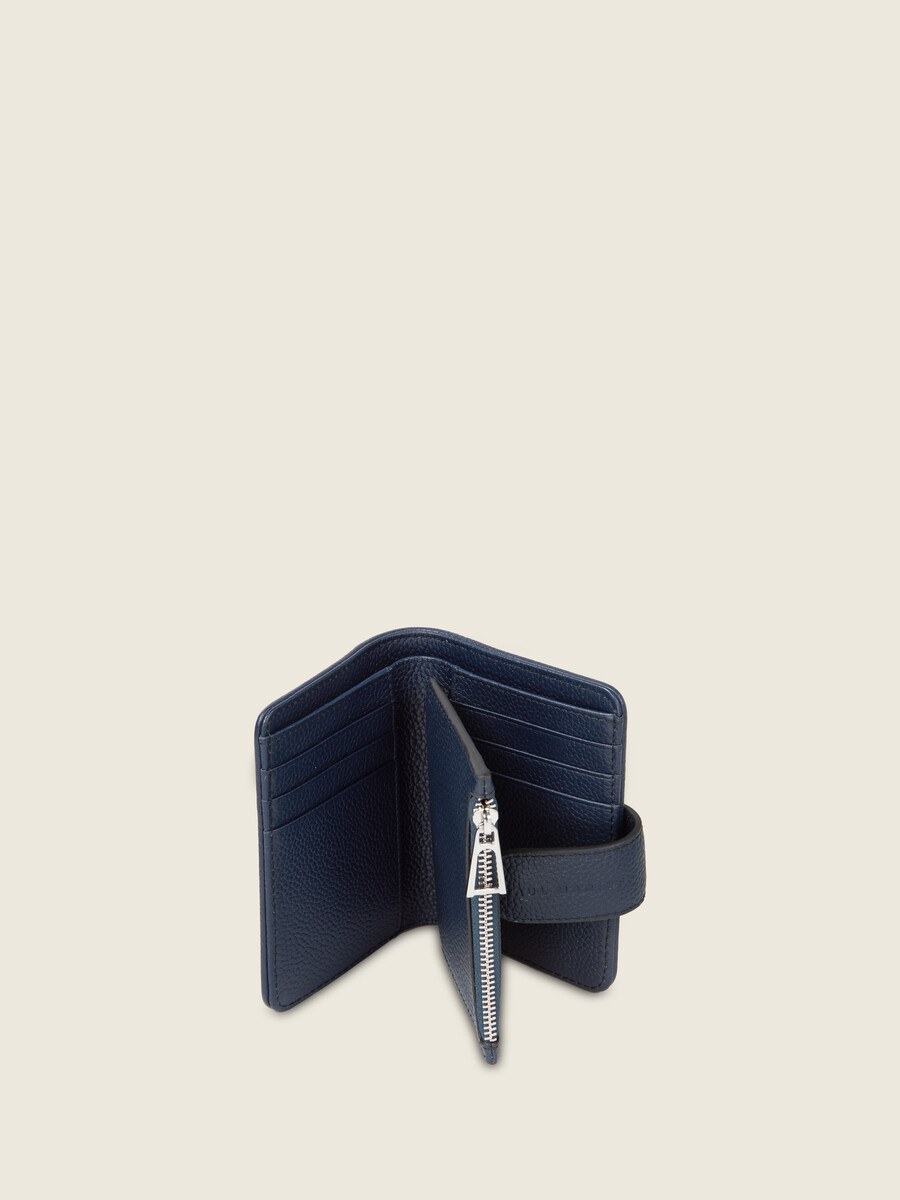 Portefeuille en cuir de vachette suédé Bleu Nuit Velours - Valentine (4)