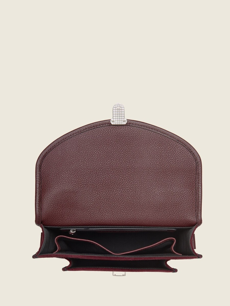 Sac à main en cuir de vachette suédé Aubergine Velours - Mademoiselle George (4)