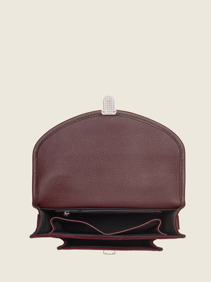 Sac à main en cuir de vachette suédé Aubergine Velours - Mademoiselle George (4)