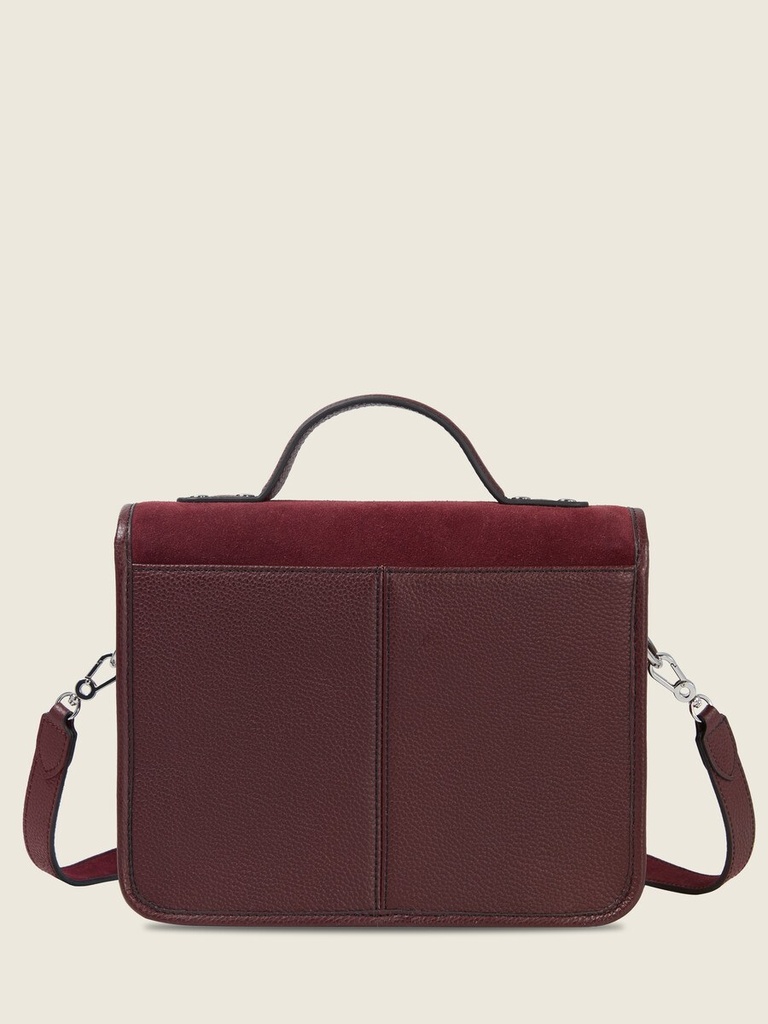 Sac à main en cuir de vachette suédé Aubergine Velours - Mademoiselle George (5)