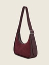 Sac baguette en cuir de vachette suédé Aubergine - Victoire (3)