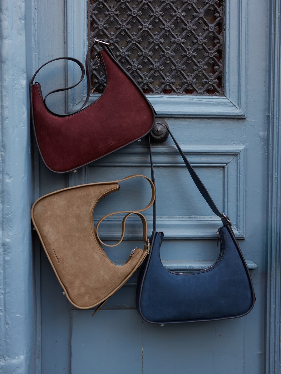 Sac baguette en cuir de vachette suédé Aubergine - Victoire (5)