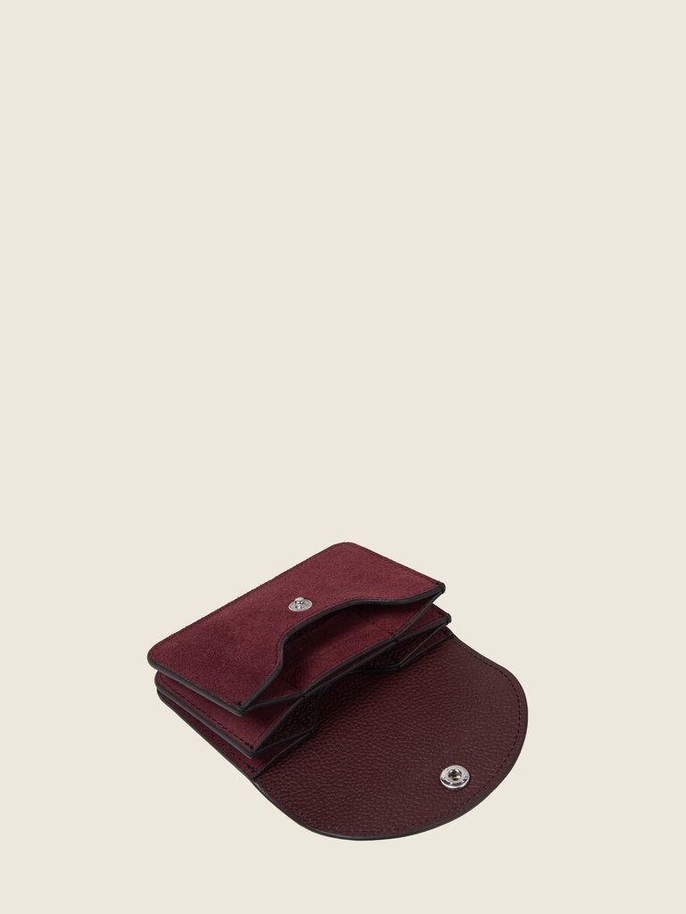 Porte-monnaie en cuir de vachette suédé Aubergine Velours - Basile (3)