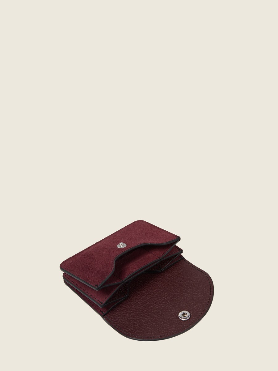 Porte-monnaie en cuir de vachette suédé Aubergine Velours - Basile (3)