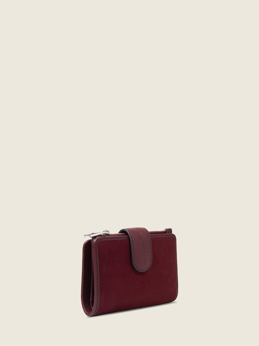 Portefeuille en cuir de vachette suédé Aubergine Velours - Valentine (4)