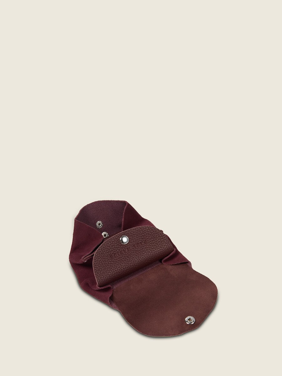 Porte-monnaie en cuir de vachette suédé Aubergine Velours - LeGustave (3)