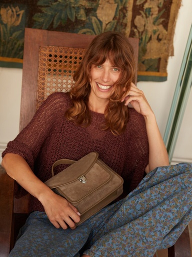 Sac à main Paul Marius Mademoiselle George en cuir suédé kaki
