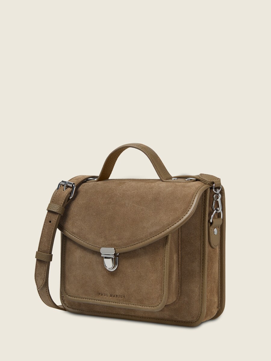 Sac à main en cuir de vachette suédé Kaki Velours - Mademoiselle George (3)