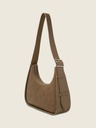 Sac baguette en cuir de vachette suédé Kaki - Victoire (3)