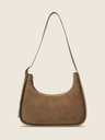 Sac baguette en cuir de vachette suédé Kaki - Victoire (5)