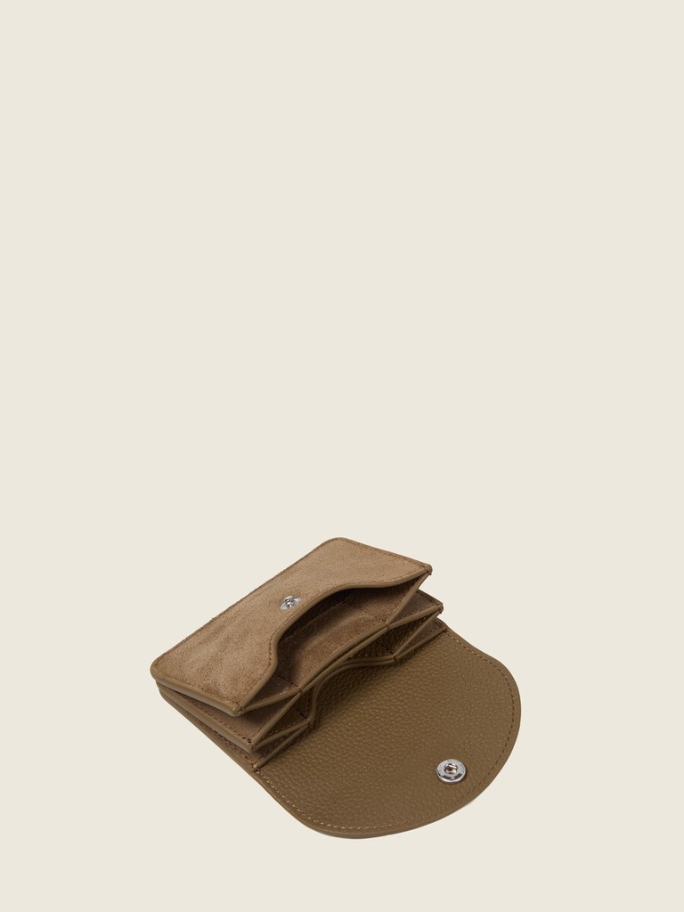 Porte-monnaie en cuir de vachette suédé Kaki Velours - Basile (3)