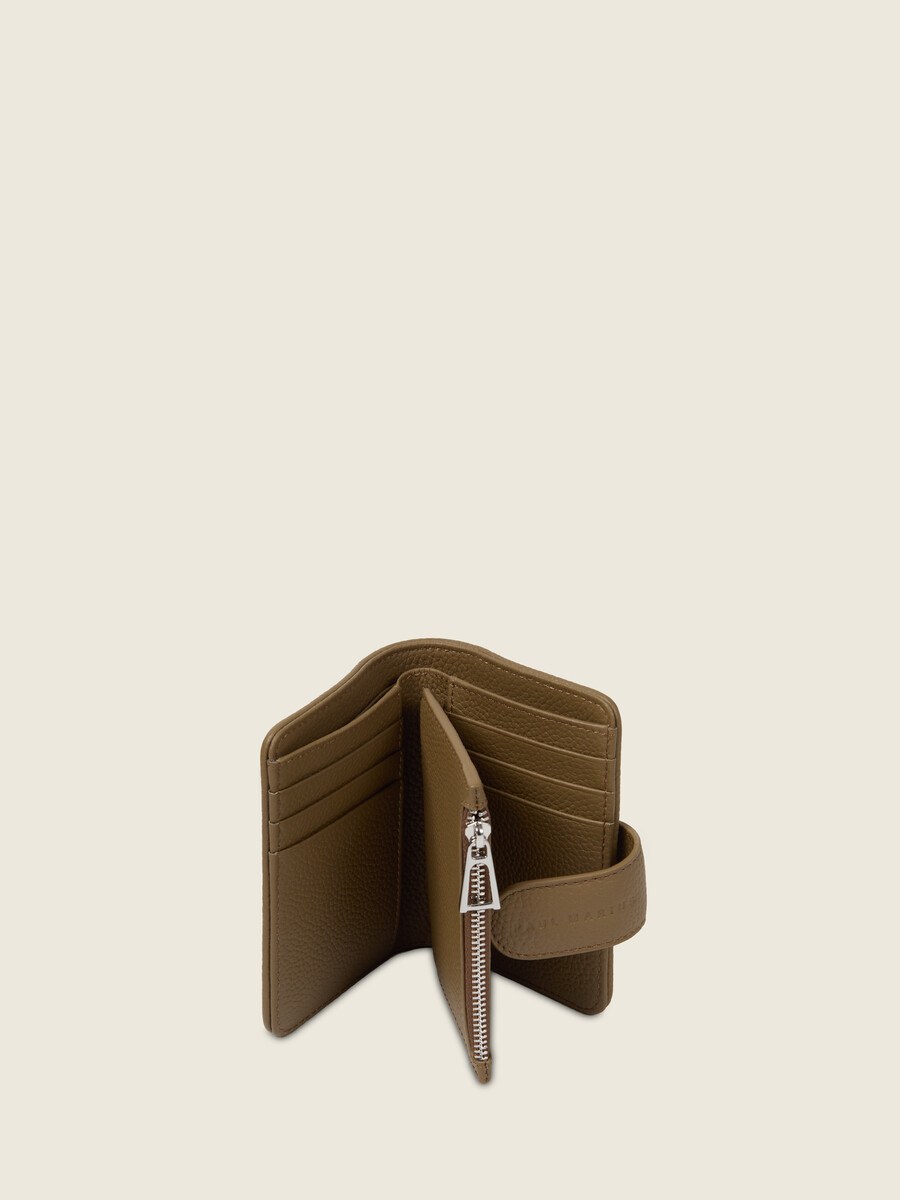 Portefeuille en cuir de vachette suédé Kaki Velours - Valentine (3)