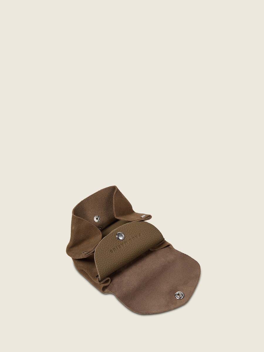 Porte-monnaie en cuir de vachette suédé Kaki Velours - LeGustave (3)