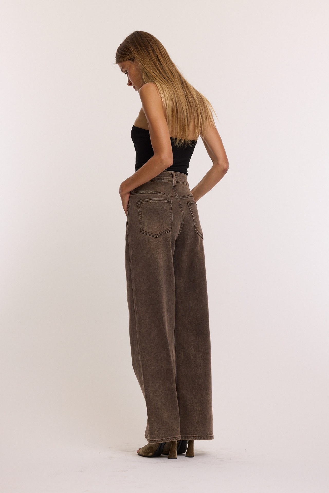 Jeans droit taille haute - Choco (2)