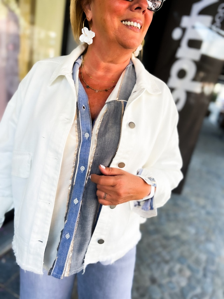 Veste en jeans oversized - Zoé - blanc — vue 4