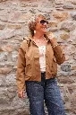 Parka courte à capuche et poches à rabat - Camel — vue 3