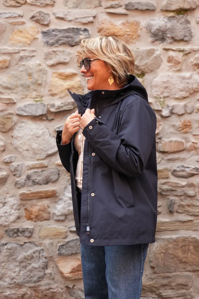 Veste imperméable à col montant - Marine (vue 3)