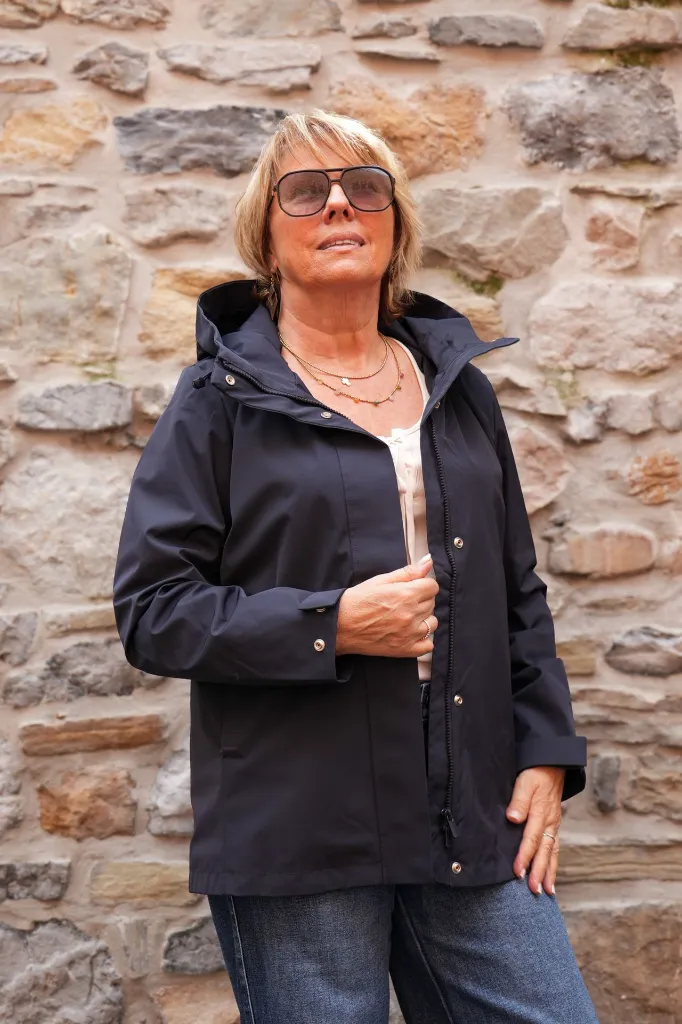 Veste imperméable à col montant - Marine (vue 4)