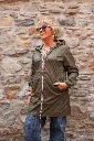 Imperméable long à capuche - Kaki — vue 4