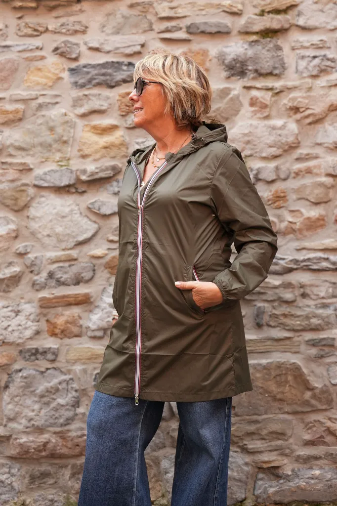 Imperméable long à capuche - Kaki — vue 5