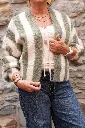 Gilet mohair rayé - Olive & écru — vue 3