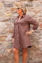 Robe chemise en coton délavé - Chocolat — vue 2