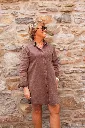 Robe chemise en coton délavé - Chocolat — vue 5