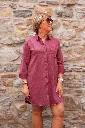 Robe chemise en coton délavé - Bordeaux — vue 3