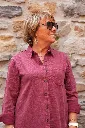 Robe chemise en coton délavé - Bordeaux — vue 4