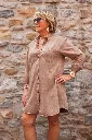 Robe chemise en coton délavé - Taupe — vue 2