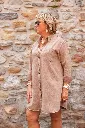 Robe chemise en coton délavé - Taupe — vue 3