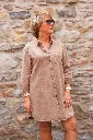 Robe chemise en coton délavé - Taupe — vue 5