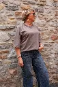 T-shirt raglan délavé - Chocolat — vue 4